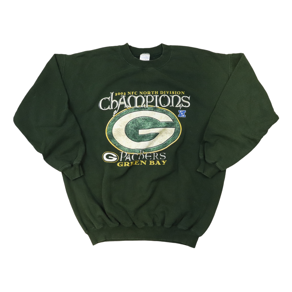 Vintage 2002 Gildan Packers Champions Green Crewneck Size L